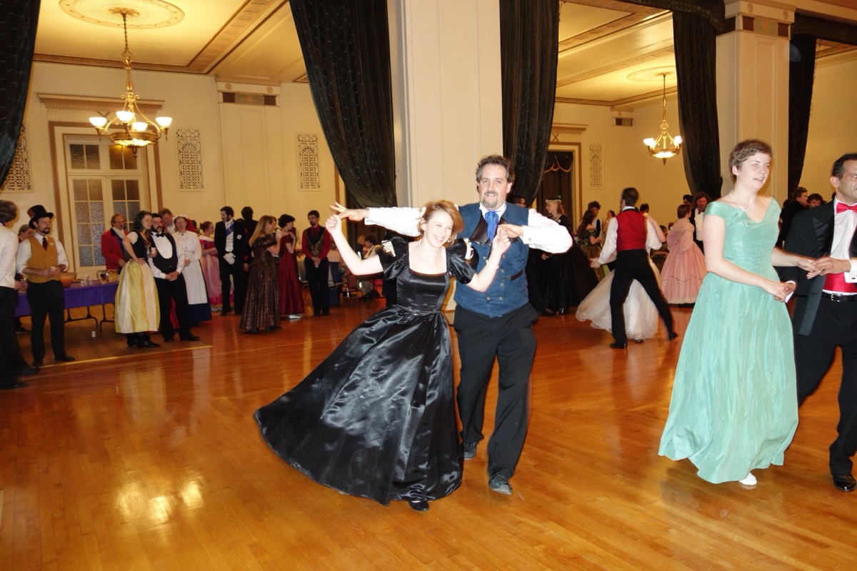 Beautifully dressed ball attendees