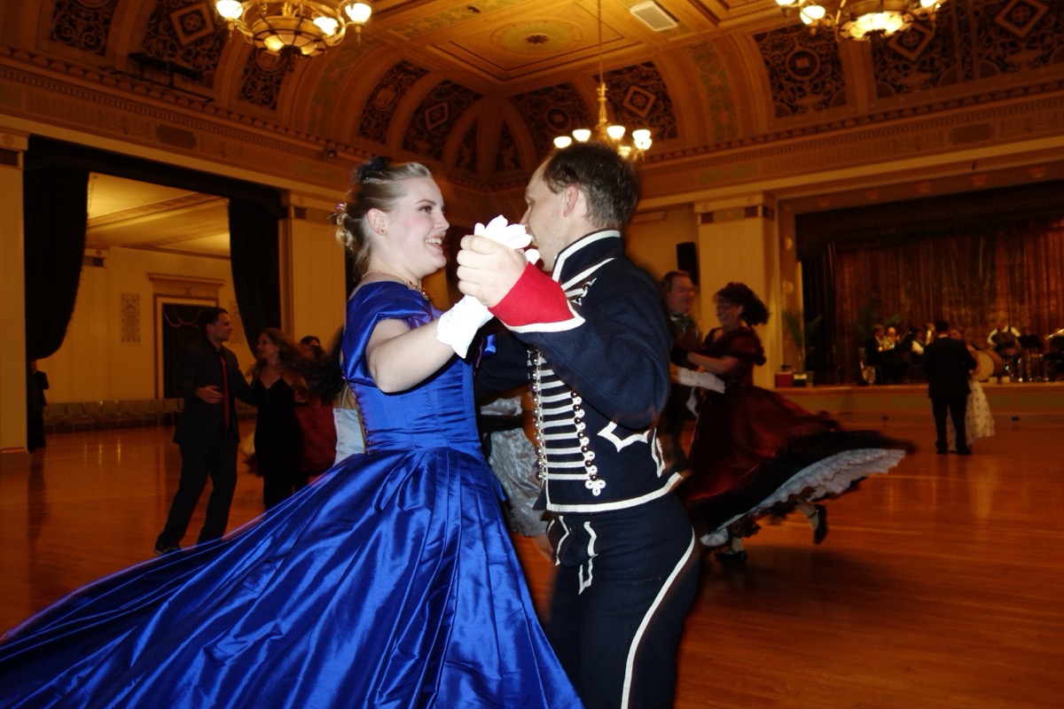 Victorian dancing formal attire and ballgowns