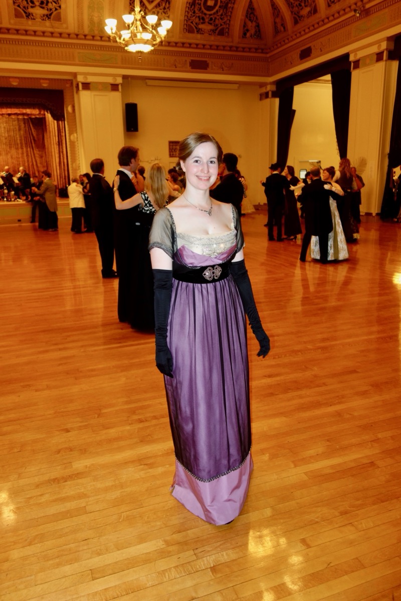 A woman in a beautiful dress at the Gaskell Ball
